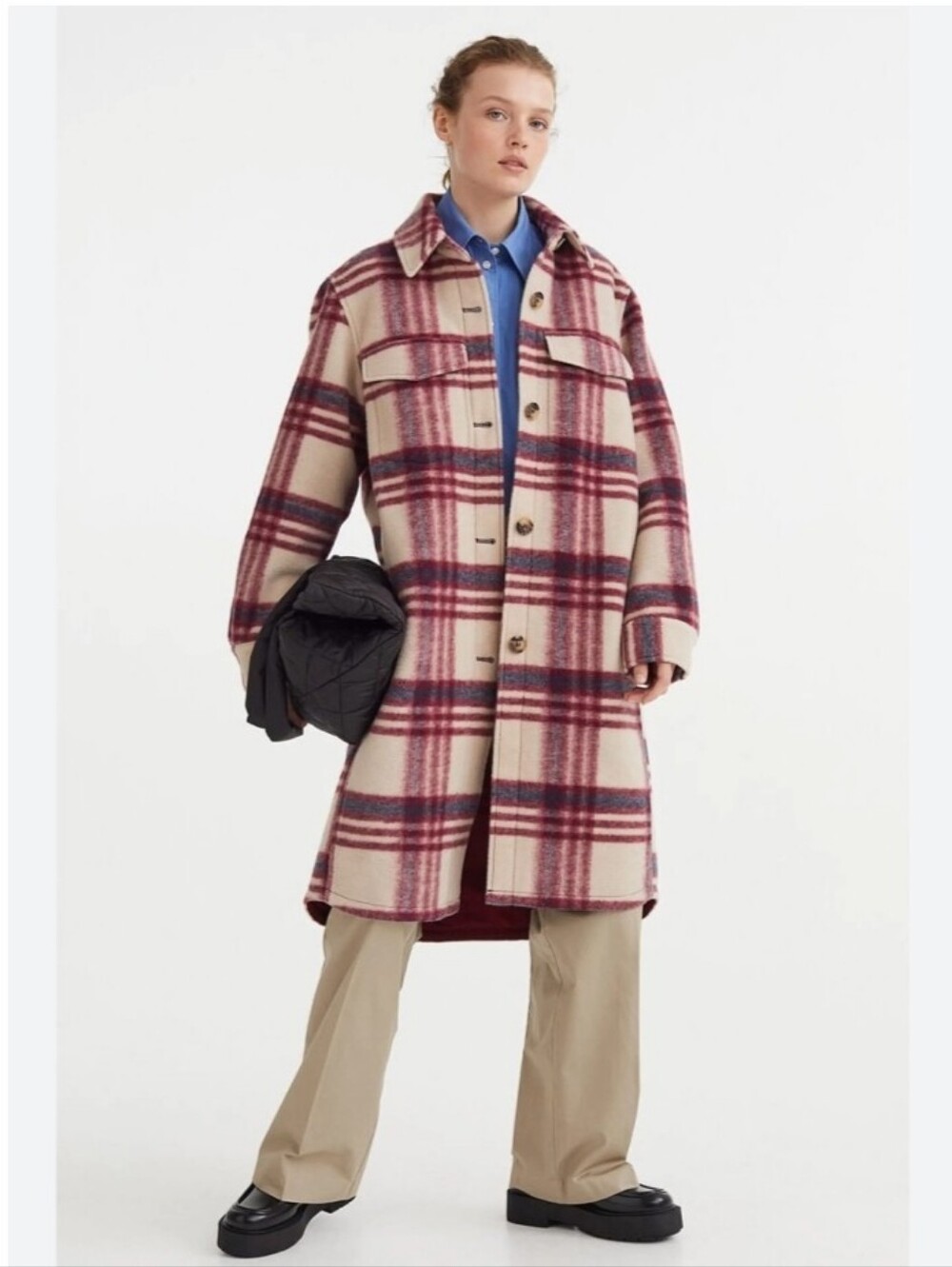 H&M oversized plaid soft long shacket